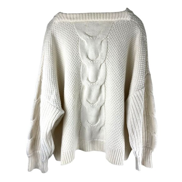 Fisherman Cottage Coastal J.Crew Cable Knit Balloon Sleeve Sweater, Women's 2X - Picture 7 of 13